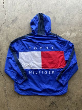 Vintage 90s Tommy Hilfiger Iconic Big Flag Zip Up Jacket Size Xl