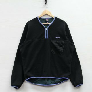 Vintage Patagonia Capilene Fleece Jacket Size Large Black Pullover Made Usa