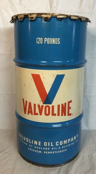 Vintage Valvoline Oil Drum Barrel Trash Can Garage Man Cave Gas Station Rat Rod