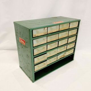 Vintage Coleman Lantern Parts Cabinet / Drawer Display -