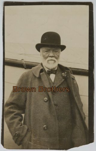 Vintage 1900s Industrialist Philanthropist Andrew Carnegie Aboard Ship Photo 3
