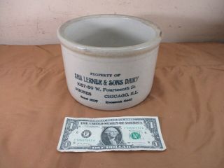 Antique Chicago Il Stoneware Pottery Butter Dairy Crock Sam Lerner & Sons Dairy