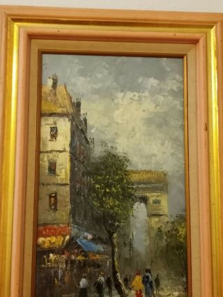 Vintage Framed Signed C.  Burnett Oil Painting Paris Triumphal Arch 3