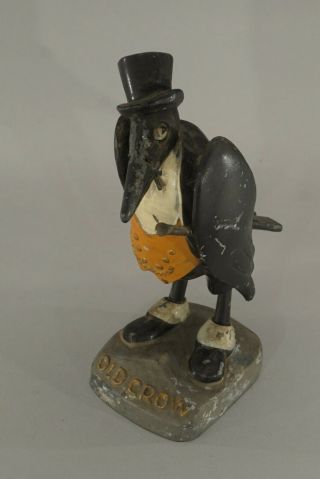 Vintage Antique Old Crow Whiskey Cast Iron Advertising Figural 6 1/2 "