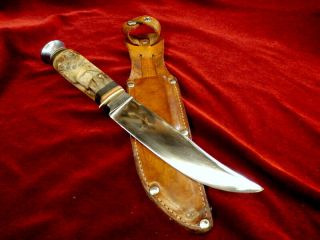 1950s Solingen Germany Rare Scrimshaw Stag Buck Bone Vintage Hunting Knife /case