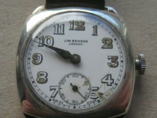 Vintage Silver Cased J W Benson Mens Wrist Watch Lonjune20