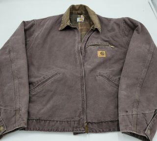 Vintage Carhartt Blanket Lined Brown Work Jacket Xl Made In Usa Detroit Style