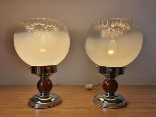 Vintage Murano Glass Table Lamps By Toni Zuccheri For Mazzega 1960 Italy