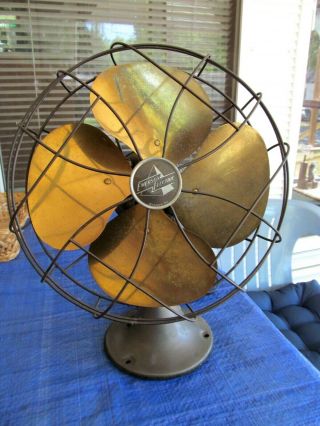 Antique Emerson Electric Fan Model 6250 D With Brass Blades.