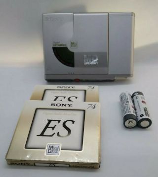 Vintage Sony Md Walkman Mz - R37 Portable Minidisc Recorder,  2 Es Tapes