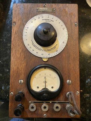 Antique Roller - Smith Bridge Ohmmeter Ohm Meter Early Wooden Wood Vintage