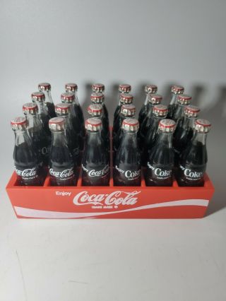 Vintage Coca Cola Mini Bottles Miniature Plastic Crate 24 3 " Bottles