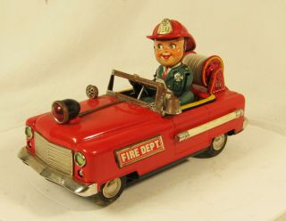Vintage Nomura T - N Japan Fire Chief Mystery Action Battery Op Car