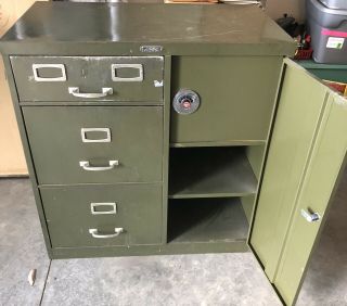 Vintage Filing Cabinet With Safe Od Green Challenger