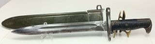 Vtg Wwii Afh Us M1 Garand Bayonet Knife 10 " W Orig Scabbard American Fork & Hoe