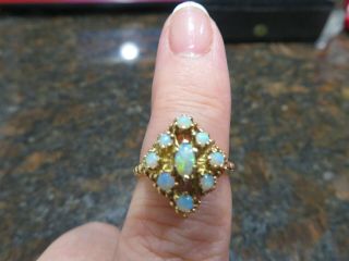 Vintage 14k Yellow Gold Opal Cluster Ring 4.  54 Gr S 6