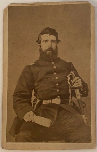 Vintage Civil War Identified Cdv Photo Captain Malery Army Photo Upton 