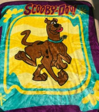 Scooby Doo Htf Plush Throw Fleece Blanket 50 " X 60 " Cartoon Network Vintage 1999