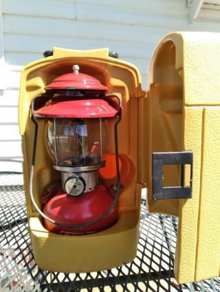 Vintage Coleman Gas Lantern Model 200 A With Yellow Clam Shell Carry Case 1964
