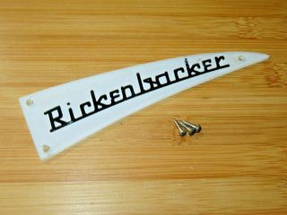 Rickenbacker 1979 White Vintage Truss Rod Cover Name Plate W/ Mounts