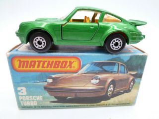 Vintage Matchbox Superfast No.  3e Porsche 911 Turbo 1980