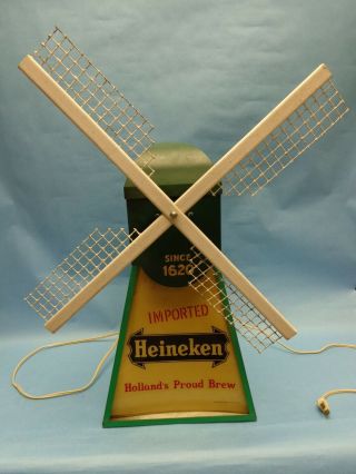 Vintage Heineken Motorized Spinning Windmill Light 1969 - 1977