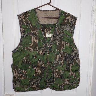 Vintage Mossy Oak Camouflage Hunting Vest Full Foliage Mens Xl Made In Usa