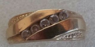 Vintage 14k Band With Cz Stones Size 9 1/2 ( (430))