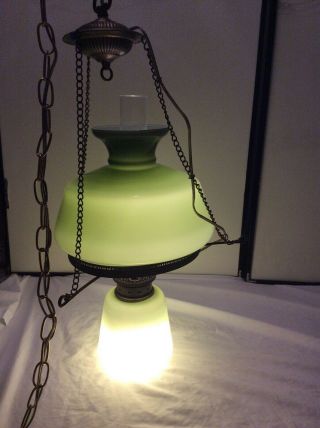 Vintage Green Hanging Hurricane Swag Light 3 Way Hanging Swag Lamp Chain 11ft