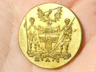 Antique Gilt Livery Button With Coat Of Arms Honourable Artillery Co.  24mm 14