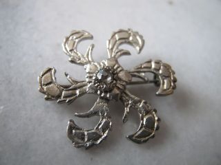 Georgian Flower Brooch Solid Silver With Diamond Fine Jewellery Antique 1750s