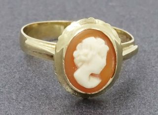 Authentic Vintage Cameo Womens Ring 9ct Yellow Gold Fine Jewelry Band Size L