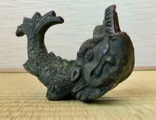 Antique Japanese Cast Bronze Shachi 鯱 Sculpture From Buddhist Temple Roof Shinto 2
