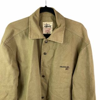 Vintage Stussy Jacket 90’s Outer Gear Canvas Xl Khaki Chore Coat Snap Green