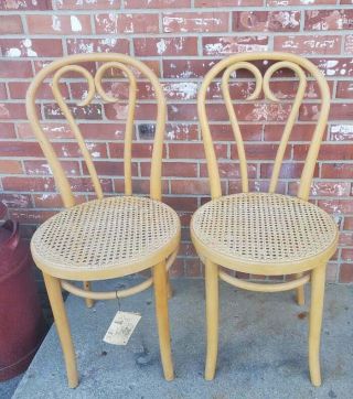 2 Vintage Bentwood Cafe Chairs Thonet Style Bistro Cane Seat