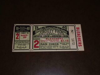Vintage 1940 Cincinnati Reds World Series Ticket Game 2 Vs Detroit Tigers