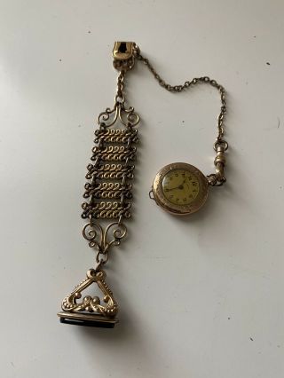 Vintage Victorian Watch Fob Gold Filled With Elgin Pocket Watch