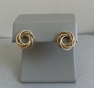 Vintage 14k Yellow Gold Love Knot Stud Earrings 15mm 1/2” 2.  6 Grams