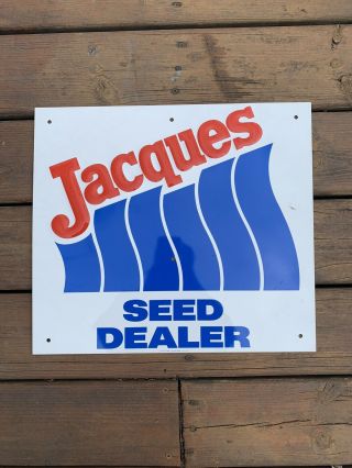 Vintage 1985 Jacques Seed Dealer Embossed Metal Sign (6)