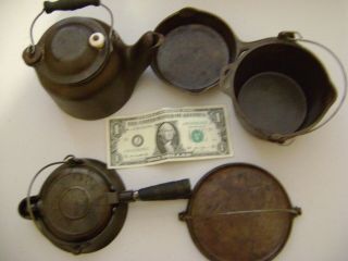 Vintage Wagner Ware Tea Kettle Salesman Sample Toy Waffle Iron Griddle & More