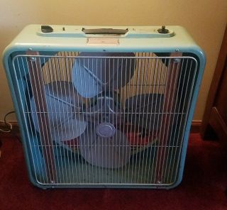 Vintage Lasko Reversible 2 Speed Thermostat Controlled All Metal Box Fan 22 "