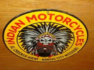 Vintage 1932 Indian Motorcycles Al 11 3/4 " Porcelain Metal Usa Gasoline Oil Sign