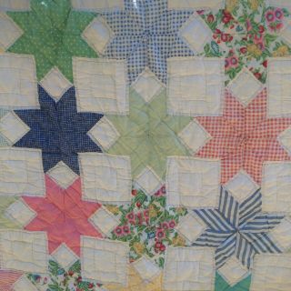 Vintage Hand Quilted Patchwork Quilt Broken STARS and Bars 70 