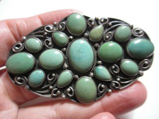 Huge Magnificent Vtg Old Pawn Navajo Sterling & The Finest Turquoise Pin/brooch