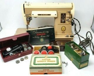 Vintage Singer Sewing Machine 301a With Accessories And Case