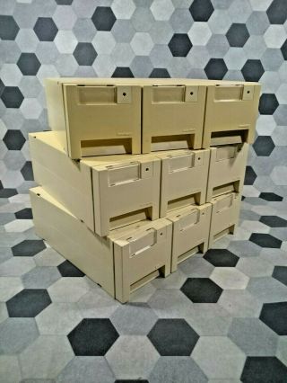 3x Large Vintage Exponent 3.  5 " Diskette Storage Box Case 3 Drawer 400 Disks