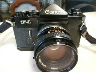 Vintage Canon F - 1 Film Camera W/ Fd 50mm F/1.  4 Ssc Gold Skylight Lens Japan