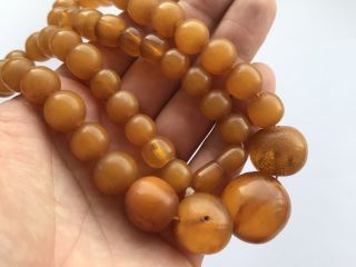 Vintage Ussr Natural Ball Baltic Amber Beads Necklace 波羅的海琥珀
