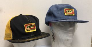 2 - Kent Patch Hats Caps K Products Made In Usa Snapback 1 - Mesh 1 - Denim Vtg