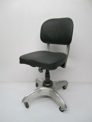 Vtg Goodform Machine Age Industrial Propeller Swivel Rolling Office Chair Black